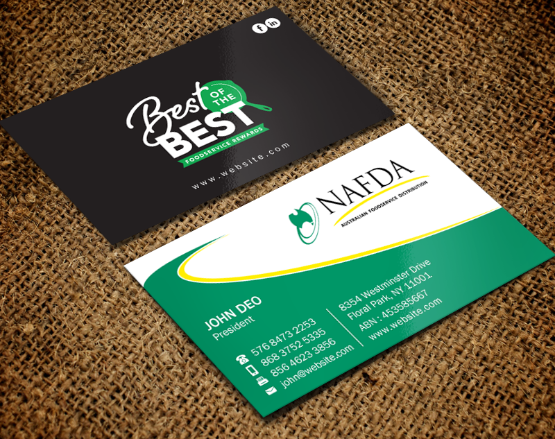 Business Card Design by Brand aid for NAFDA Limited | Design #11028525