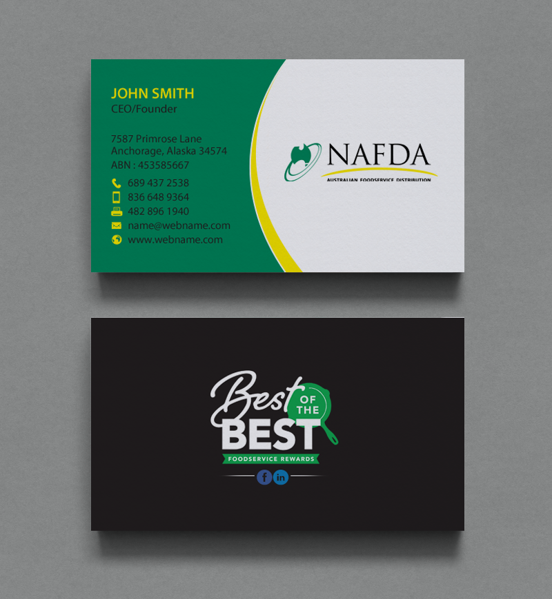 Business Card Design by chandrayaan.creative for NAFDA Limited | Design #11005708