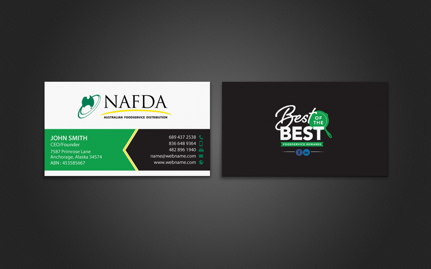 Business Card Design by chandrayaan.creative for NAFDA Limited | Design #11005721