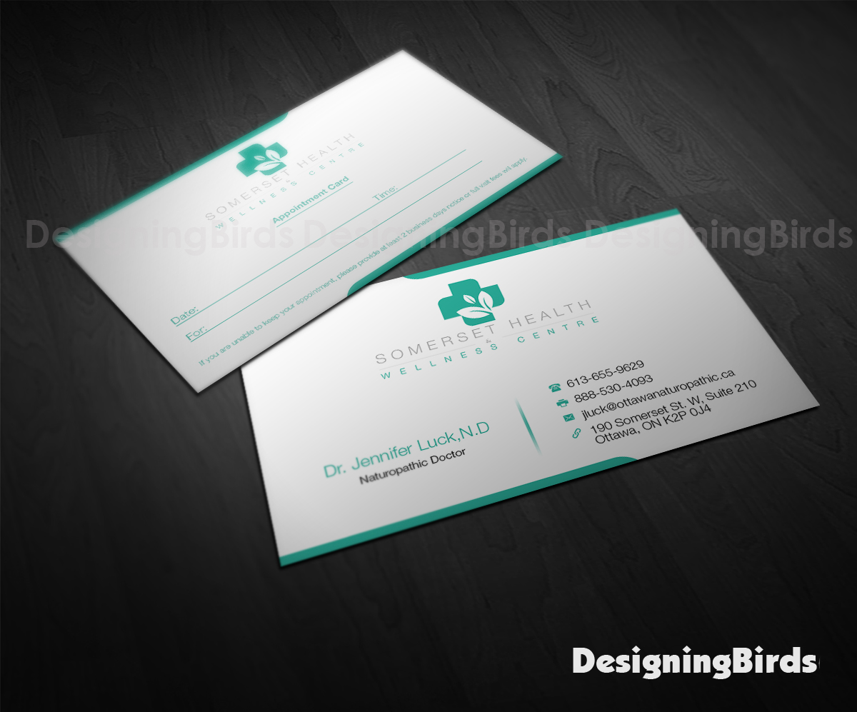 Business Card Design by Designing Birds for Somerset Health & Wellness Centre | Design #11021544