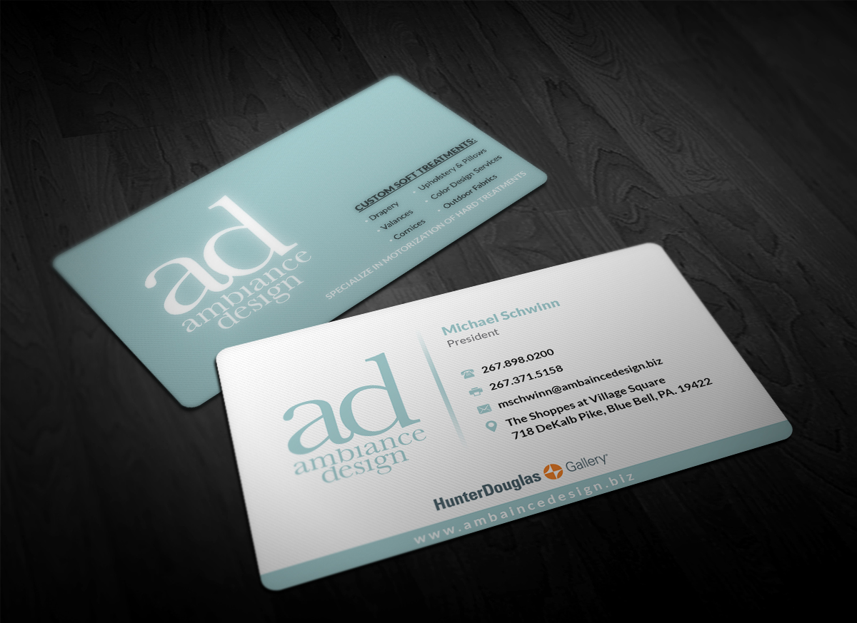 Business Card Design by Pointless Pixels India for ambiance design | Design #11026663