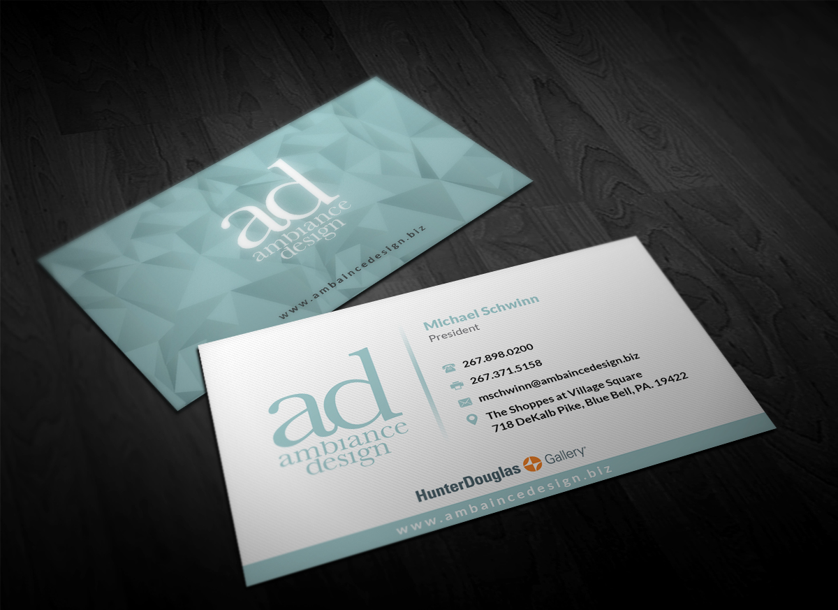 Business Card Design by Pointless Pixels India for ambiance design | Design #11027466