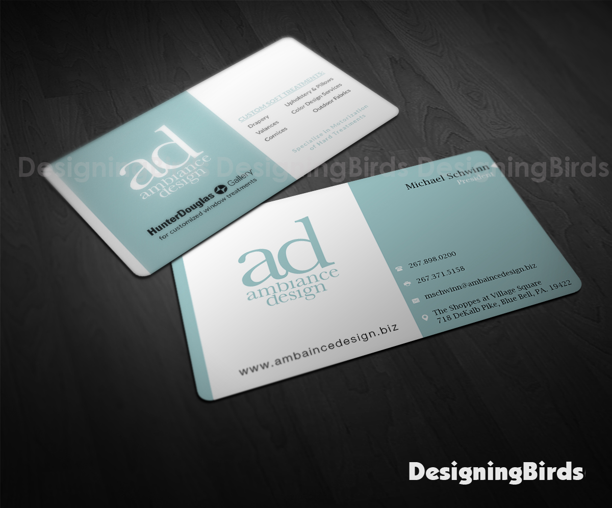 Business Card Design by Designing Birds for ambiance design | Design #11028436