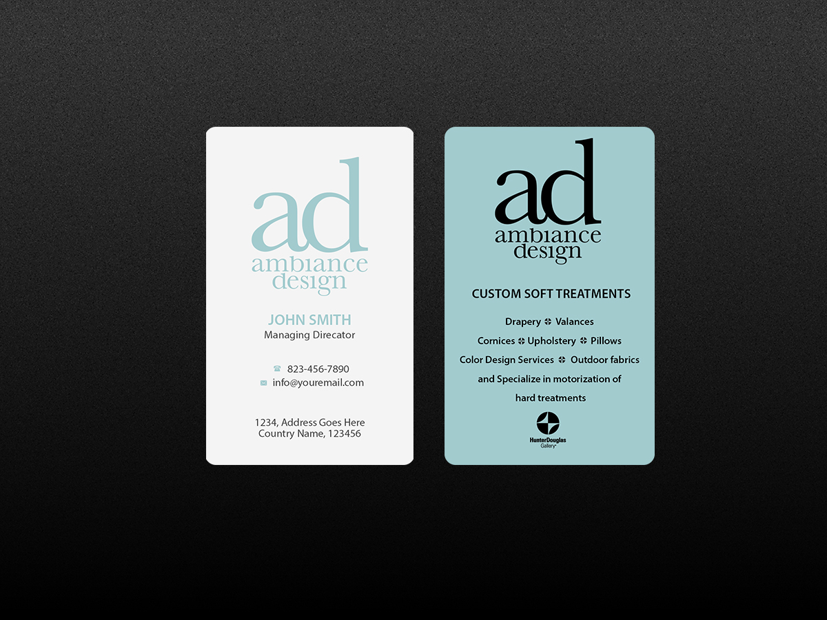 Business Card Design by Creations Box 2015 for ambiance design | Design #11030589