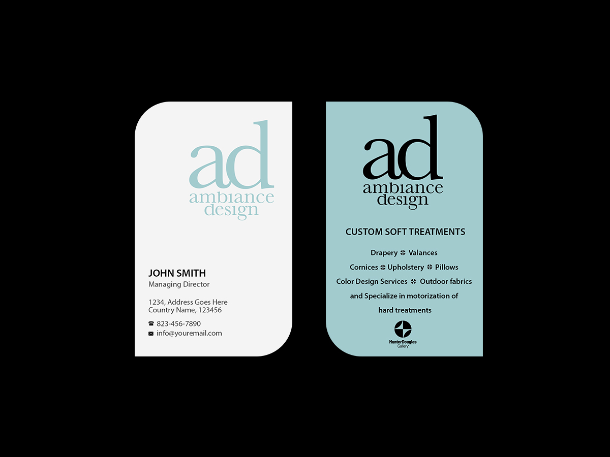 Business Card Design by Creations Box 2015 for ambiance design | Design #11030595