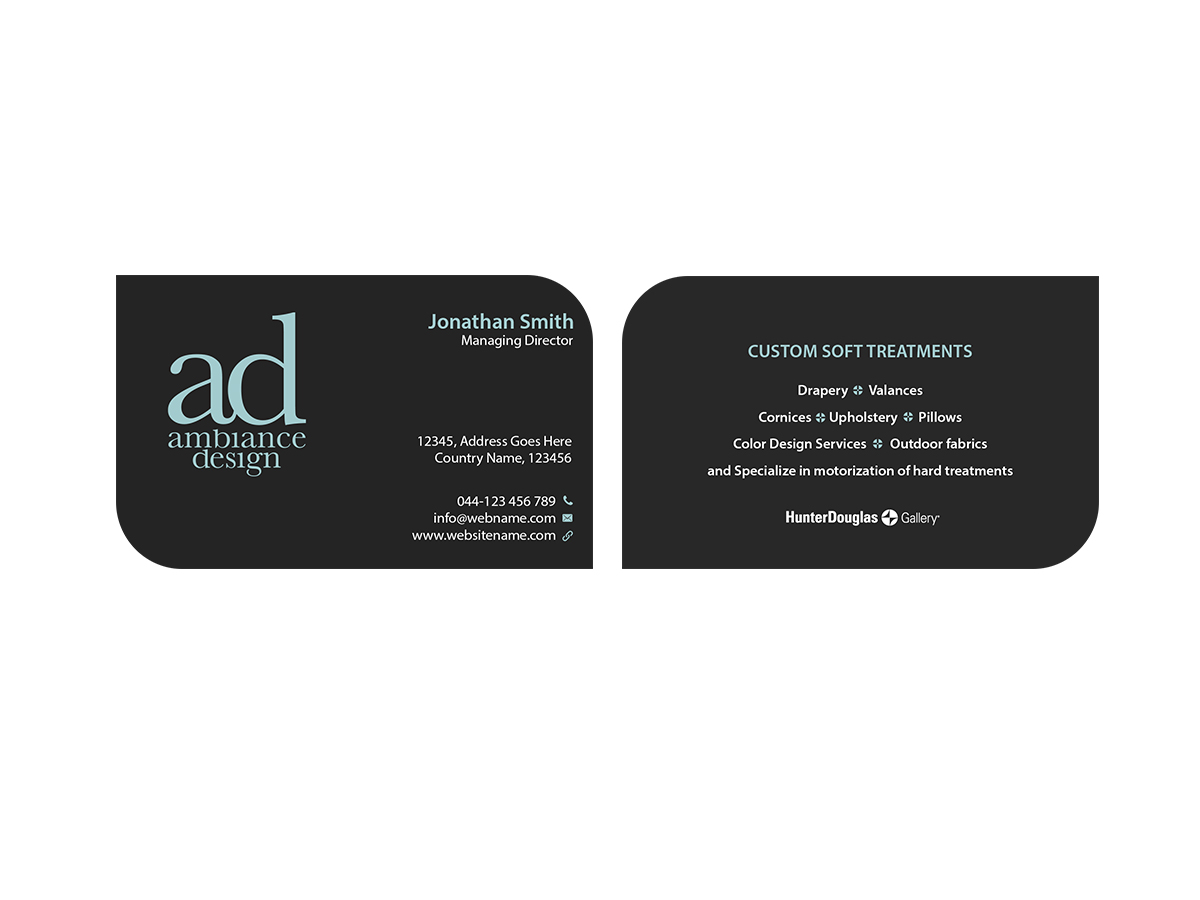 Business Card Design by Creations Box 2015 for ambiance design | Design #11030637