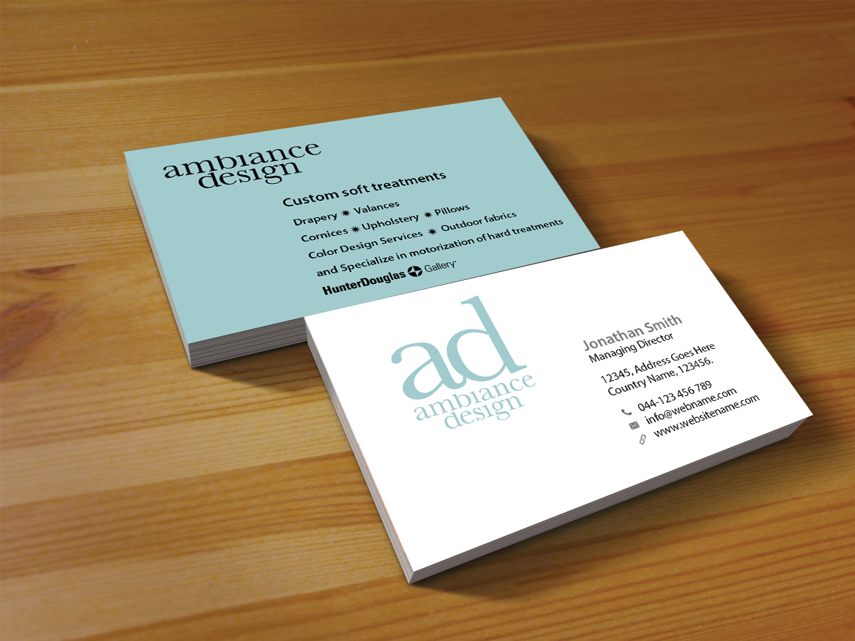 Business Card Design by Creations Box 2015 for ambiance design | Design #11030641