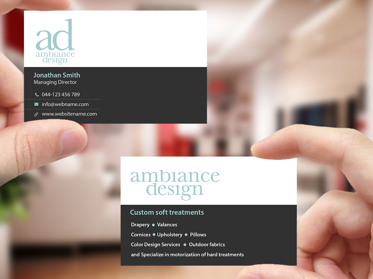 Business Card Design by Creations Box 2015 for ambiance design | Design #11030651