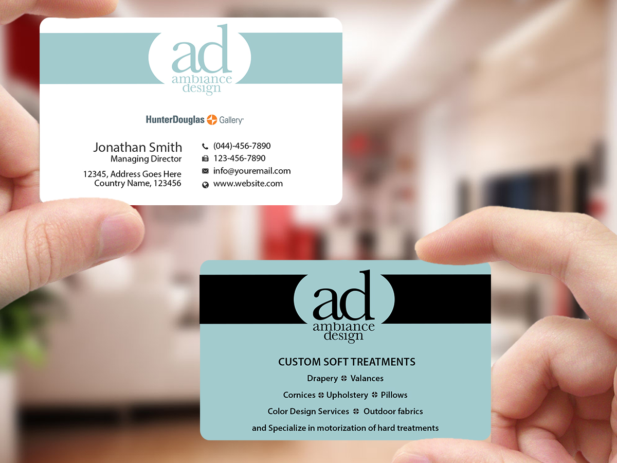 Business Card Design by Creations Box 2015 for ambiance design | Design #11030652