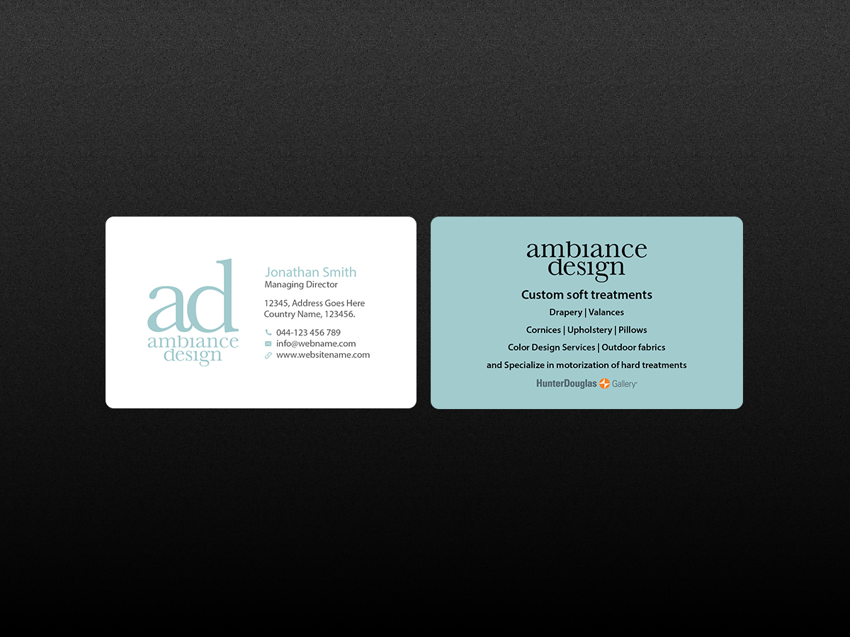 Business Card Design by Creations Box 2015 for ambiance design | Design #11030655