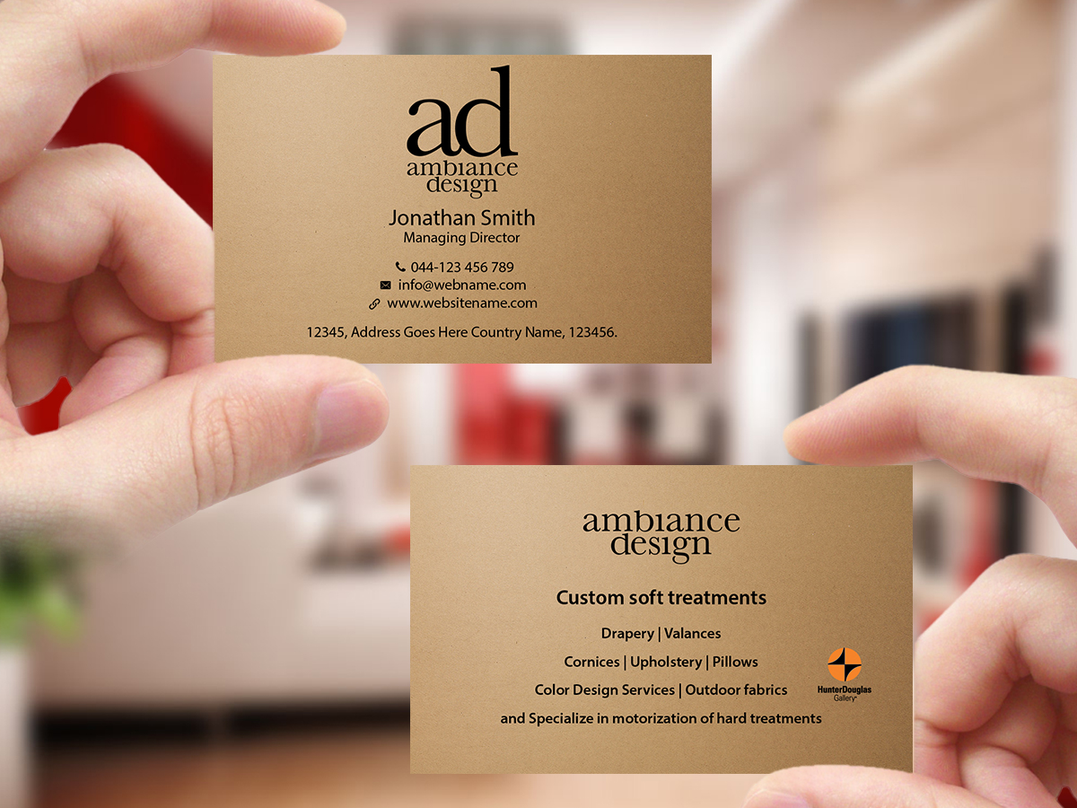 Business Card Design by Creations Box 2015 for ambiance design | Design #11030657