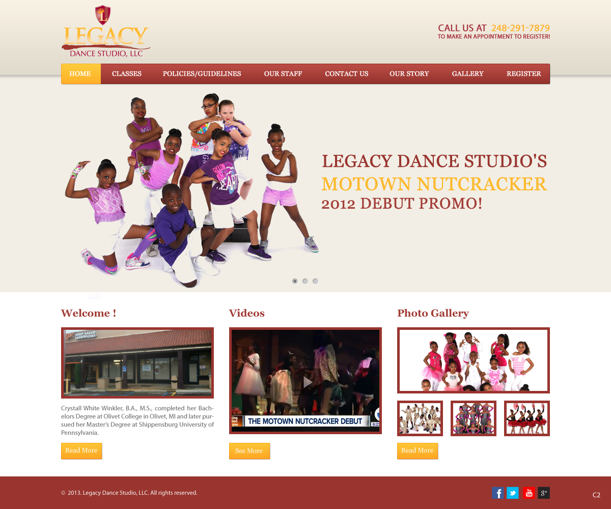 Web Design par pb pour Legacy Dance Studio, LLC | Design #2291909
