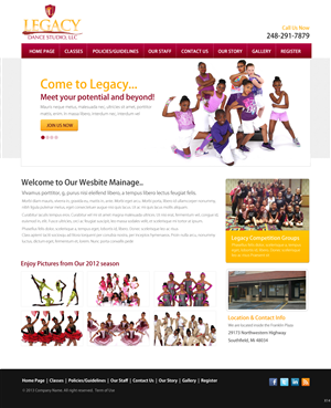 Web Design par pb pour Legacy Dance Studio, LLC | Design : #2291911