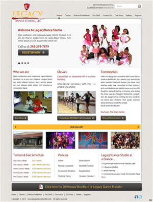 Web Design par pb pour Legacy Dance Studio, LLC | Design : #2387379