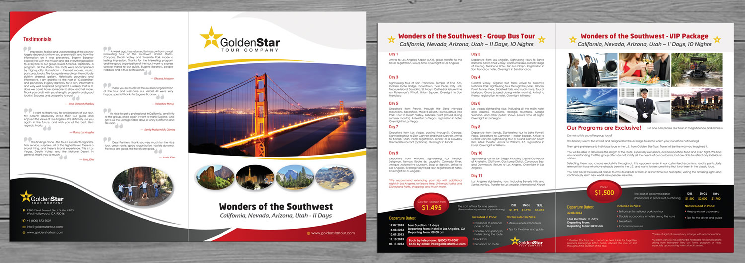 Broschüren-Design von Sbss für Golden Star Tour, Inc. | Design #2294108