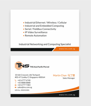 Design de Carte de Visite par SKYdesign pour TNS Asia Pacific Pte Ltd | Design : #11157062