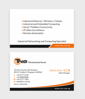 Design de Carte de Visite par SKYdesign pour TNS Asia Pacific Pte Ltd | Design : #11166728