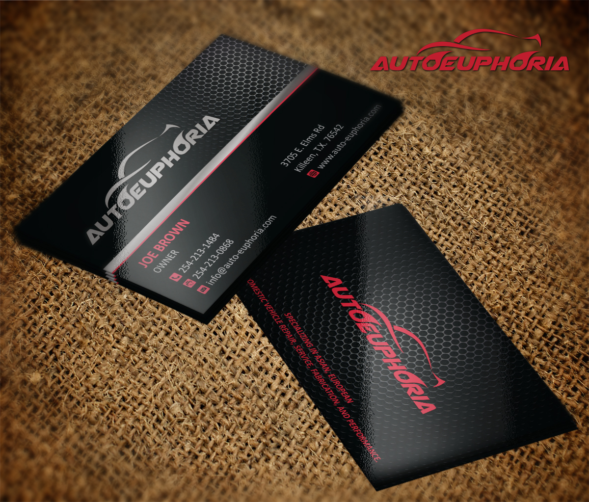 Business Card Design by Grafactory for Euphoria Auto Works LLC | Design #11111144