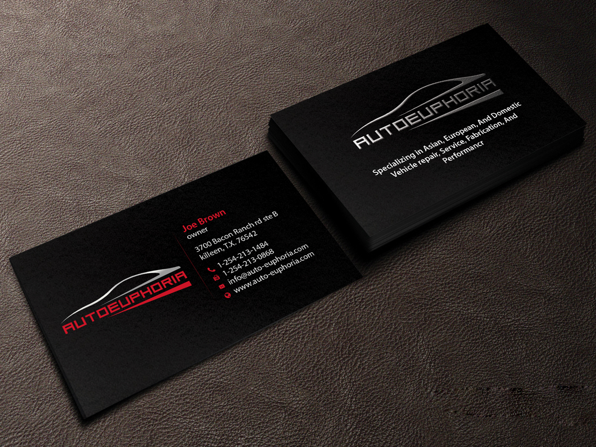 Diseño de Tarjeta de Presentación por Creations Box 2015 para Euphoria Auto Works LLC | Diseño #11100137