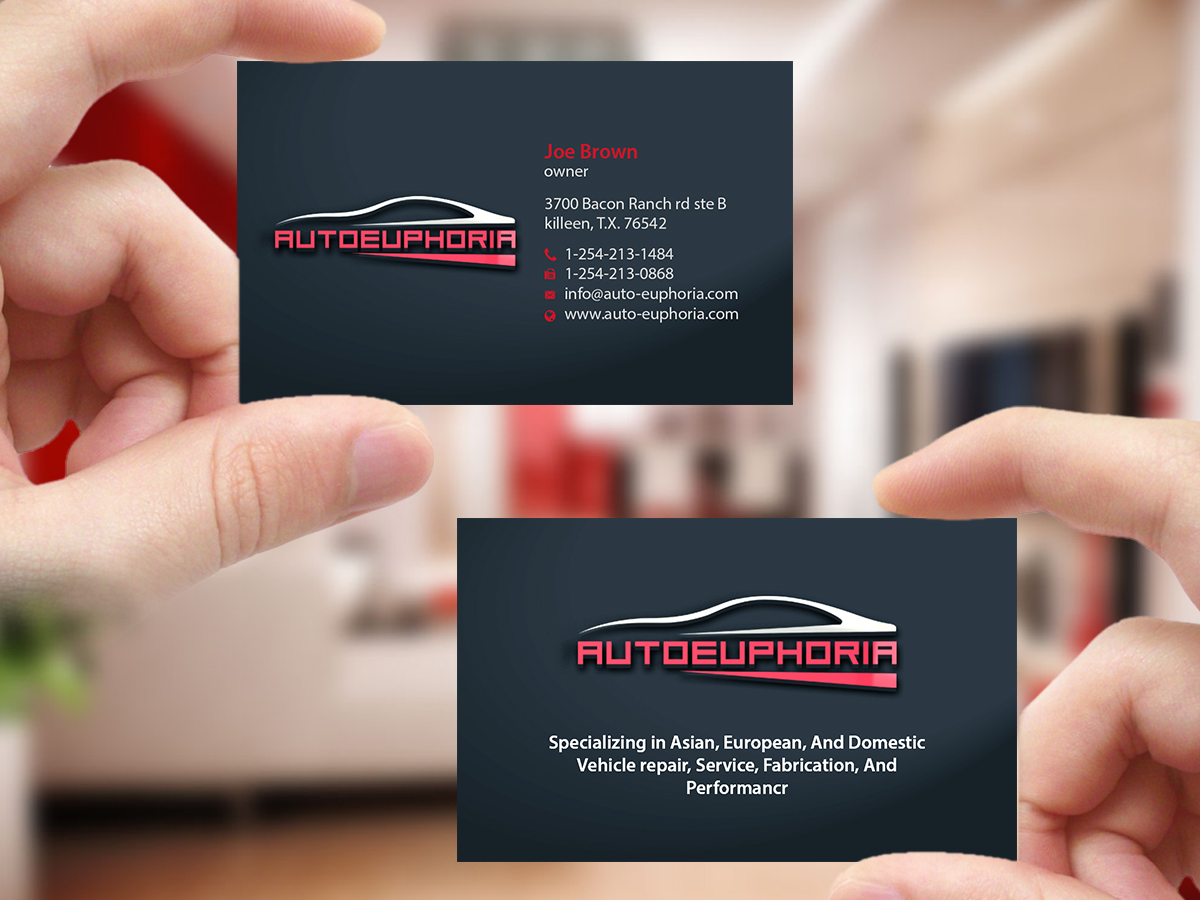 Business Card Design by Creations Box 2015 for Euphoria Auto Works LLC | Design #11100138