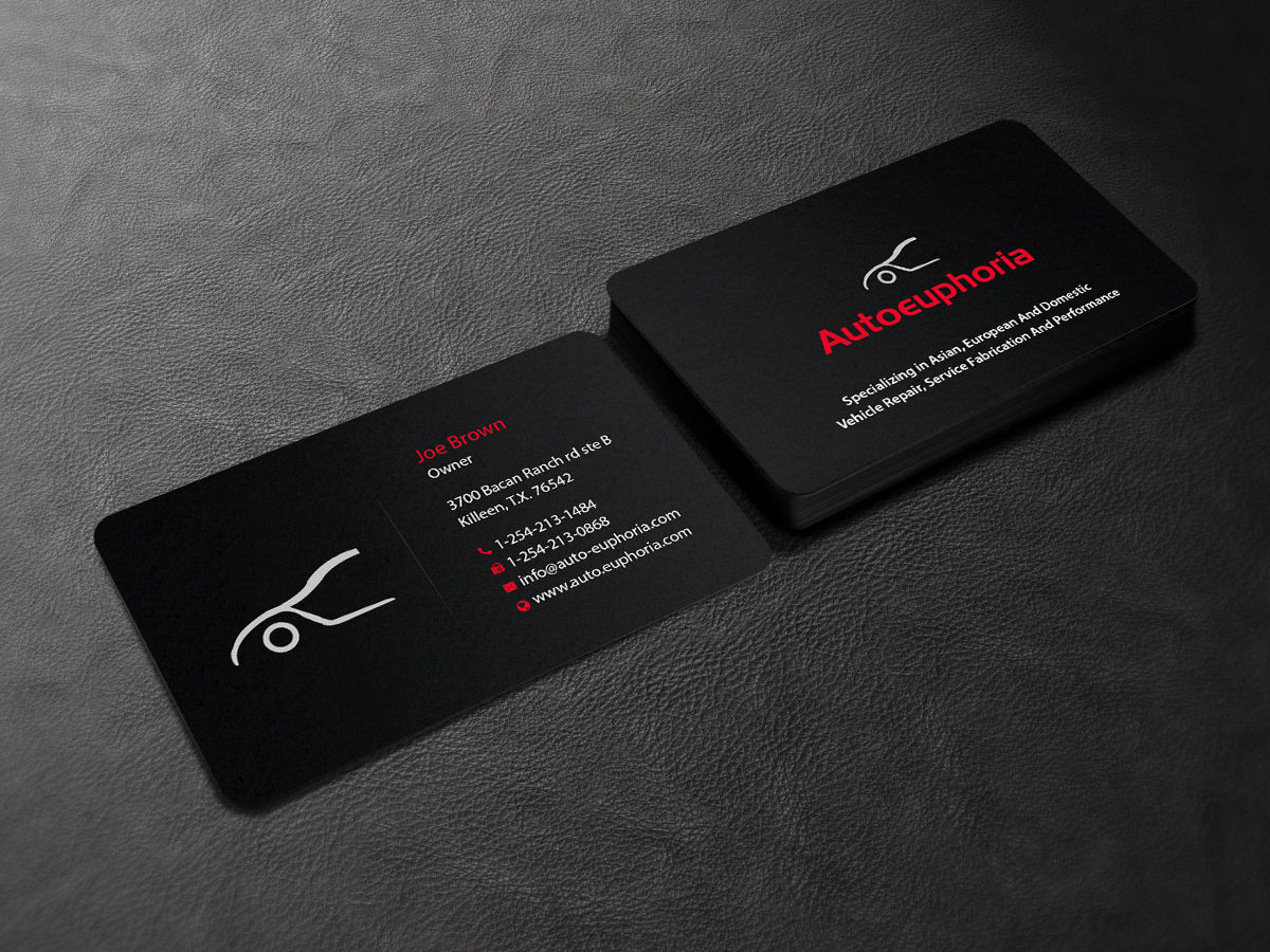 Business Card Design by Creations Box 2015 for Euphoria Auto Works LLC | Design #11100144
