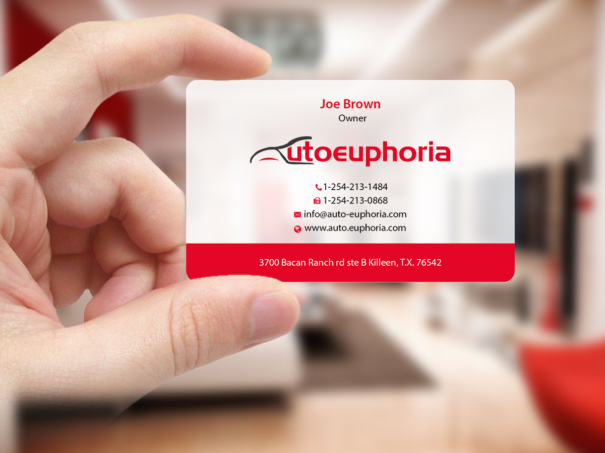 Business Card Design by Creations Box 2015 for Euphoria Auto Works LLC | Design #11100148