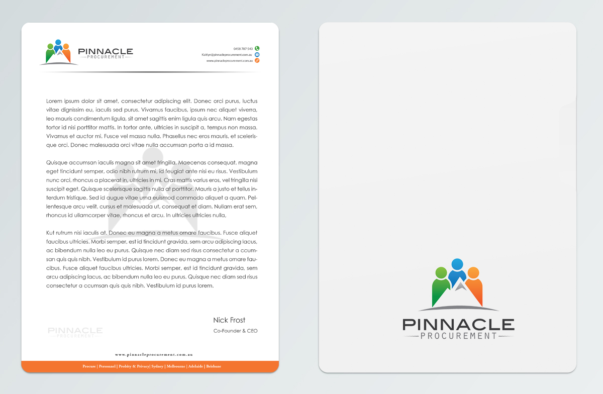 Diseño de Tarjeta de Presentación por Pointless Pixels India para Pinnacle Procurement | Diseño #11188059