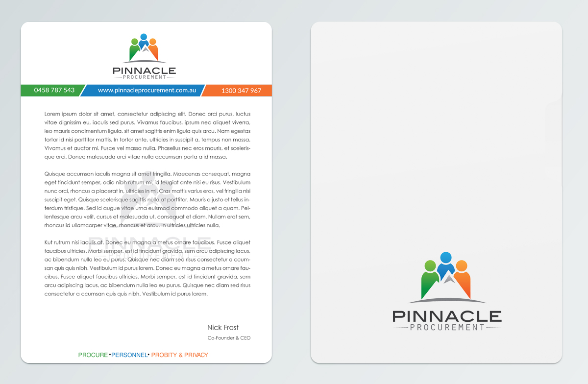 Diseño de Tarjeta de Presentación por Pointless Pixels India para Pinnacle Procurement | Diseño #11188063