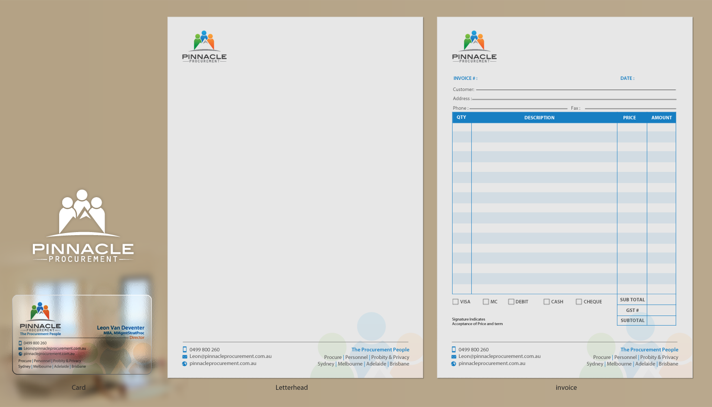 Diseño de Tarjeta de Presentación por chandrayaan.creative para Pinnacle Procurement | Diseño #11198927