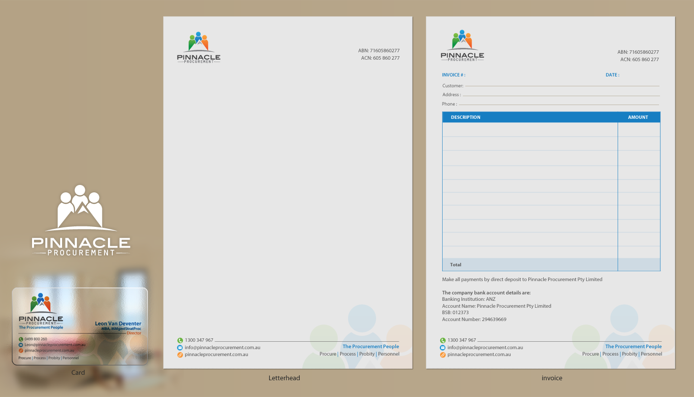 Diseño de Tarjeta de Presentación por chandrayaan.creative para Pinnacle Procurement | Diseño #11295476