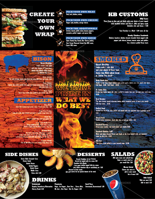 Menu Design by Nic M Rayce for KendalBen Barbeque | Design #11156127