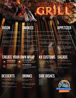 Menu Design by Nic M Rayce for KendalBen Barbeque | Design: #11170027