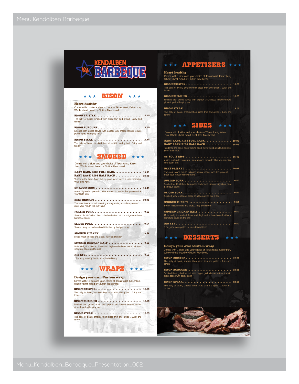 Menu Design by hola3d for KendalBen Barbeque | Design #11173333