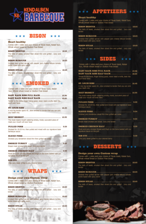 Menu Design by hola3d for KendalBen Barbeque | Design: #11173334