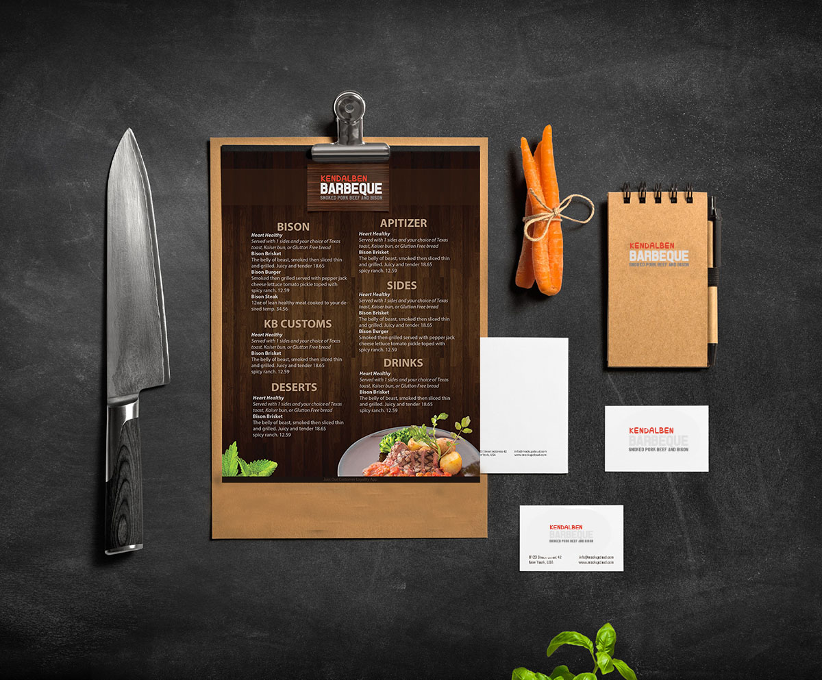Menu Design by Zak Design Studios for KendalBen Barbeque | Design #11152316