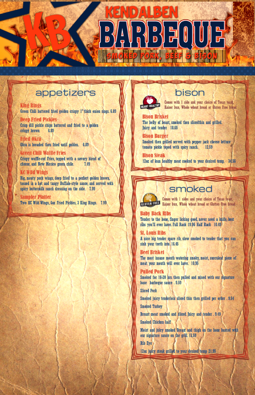 Menu Design by citygirl17 for KendalBen Barbeque | Design #11161110