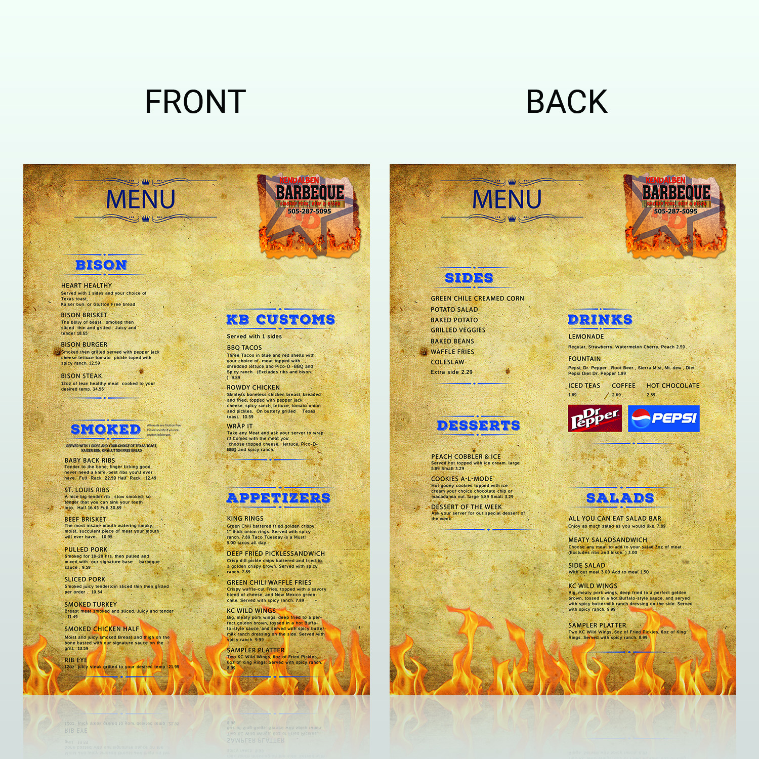 Menu Design by SAI DESIGNS for KendalBen Barbeque | Design #11162935