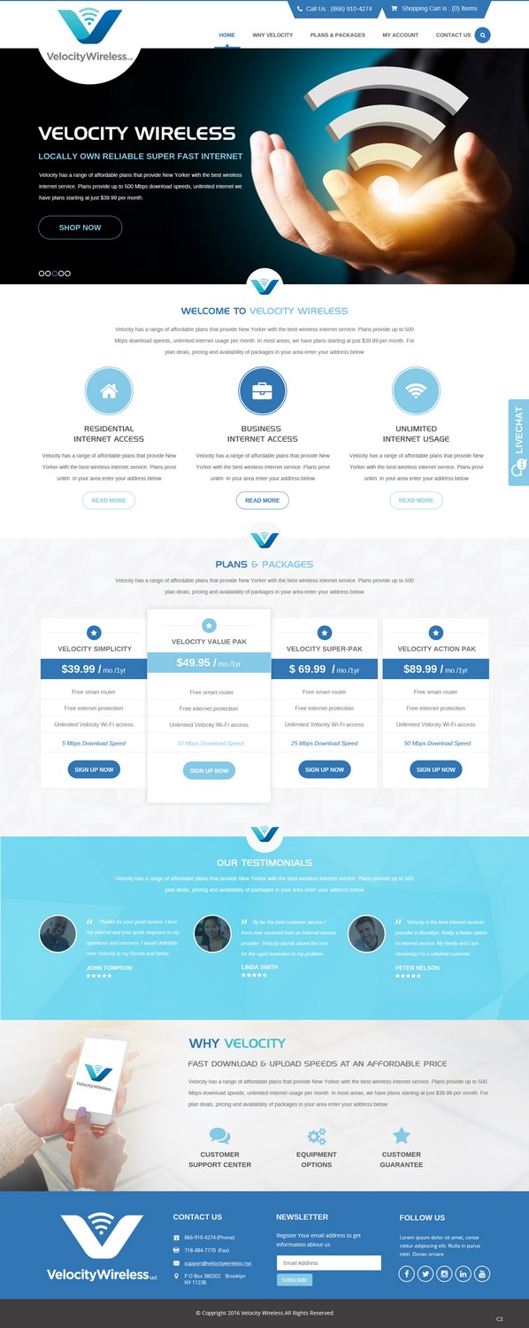 Diseño Web por pb para velocity  wireless llc | Diseño #11159629