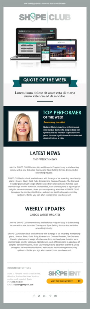 Email Marketing Design by Expert Designer for Sh8pe Entertainment | Design: #11212568