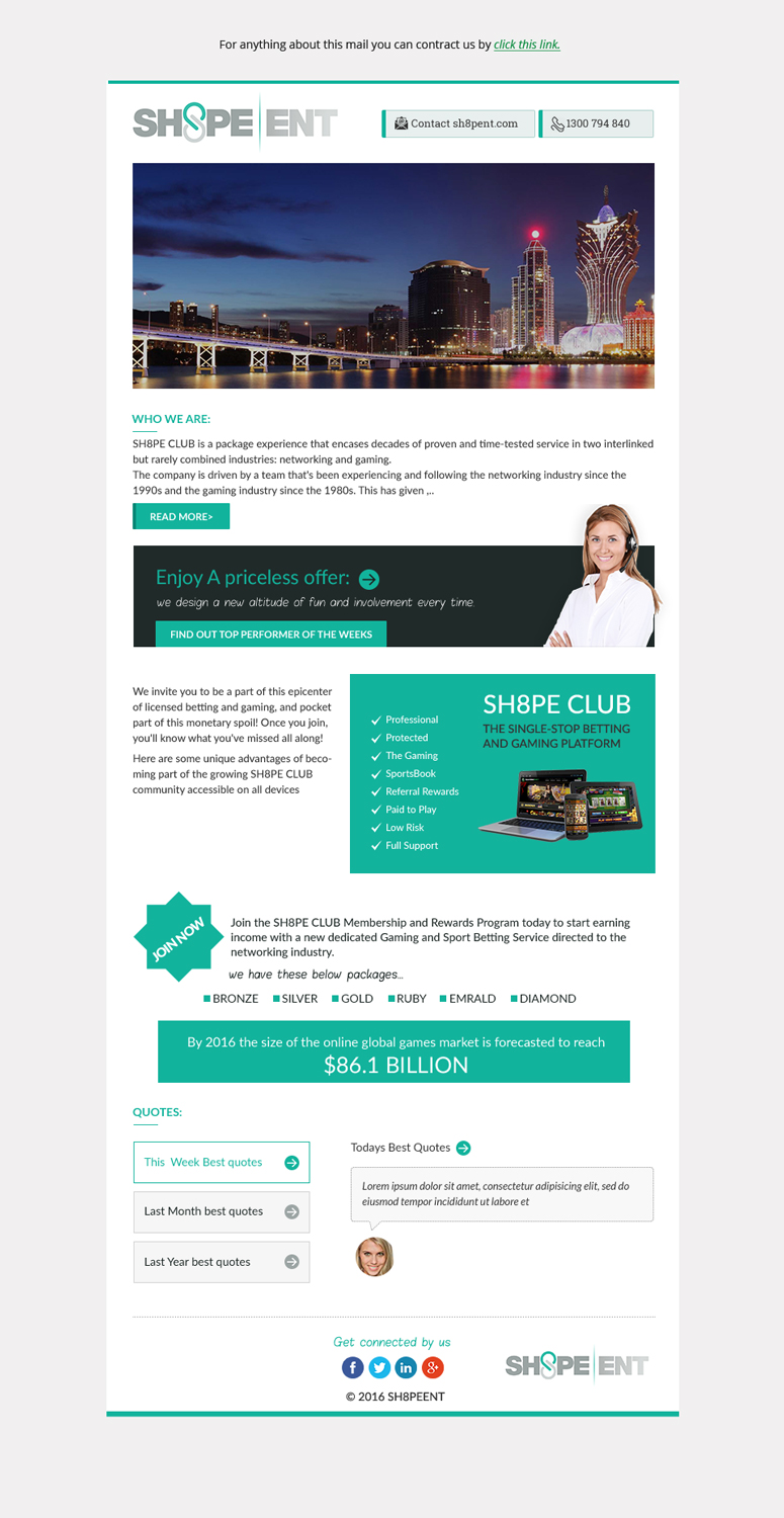 Email Marketing Design by Dabashes Adhikery for Sh8pe Entertainment | Design #11194727