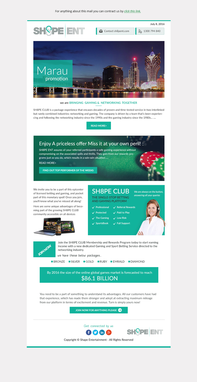 Diseño de Mercadeo por Correo Electrónico por Dabashes Adhikery para Sh8pe Entertainment | Diseño #11203643