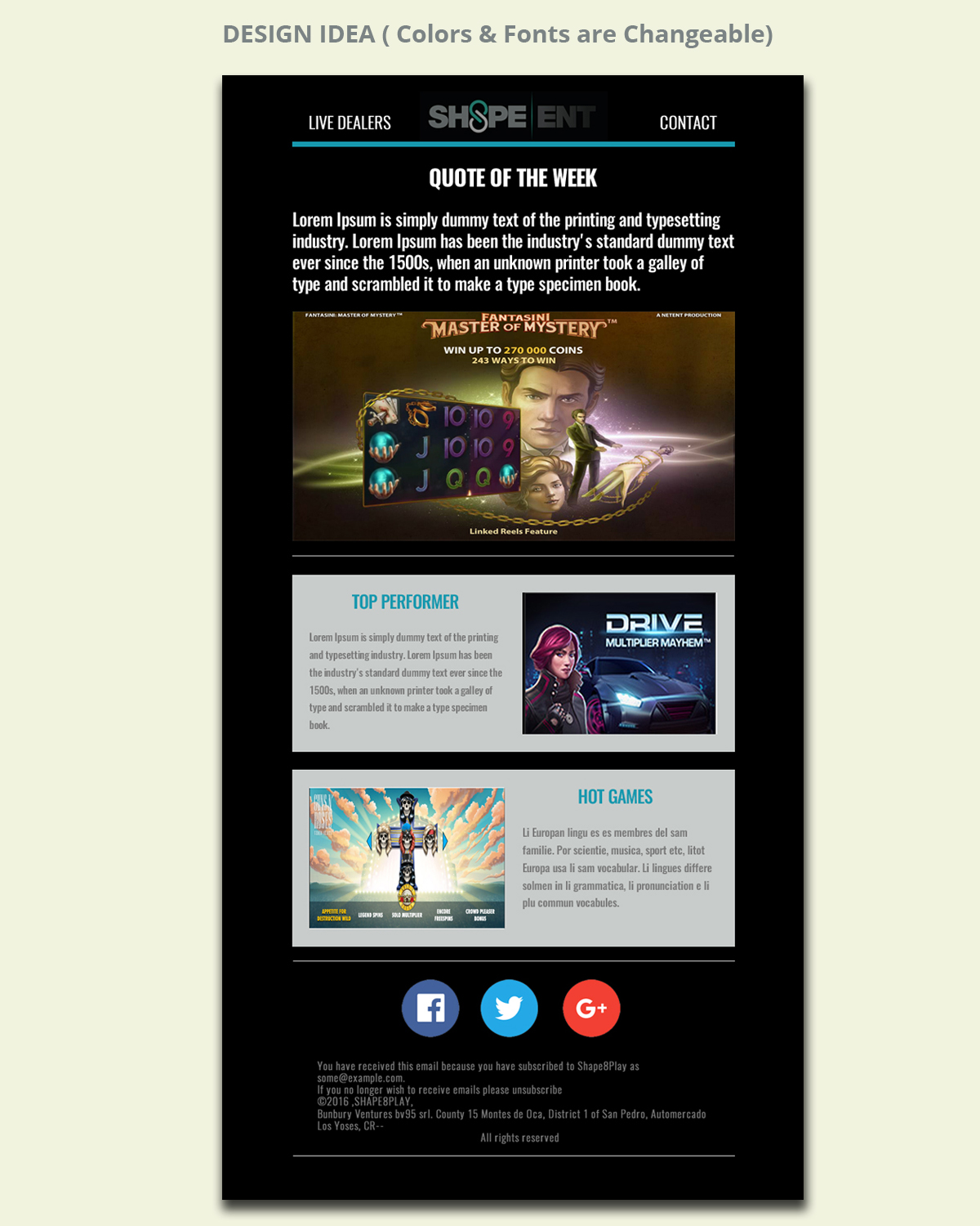 Diseño de Mercadeo por Correo Electrónico por Venkat para Sh8pe Entertainment | Diseño #11165399