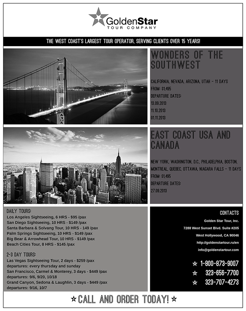 Flyer Design by  Jof for Golden Star Tour, Inc. | Design #2303115
