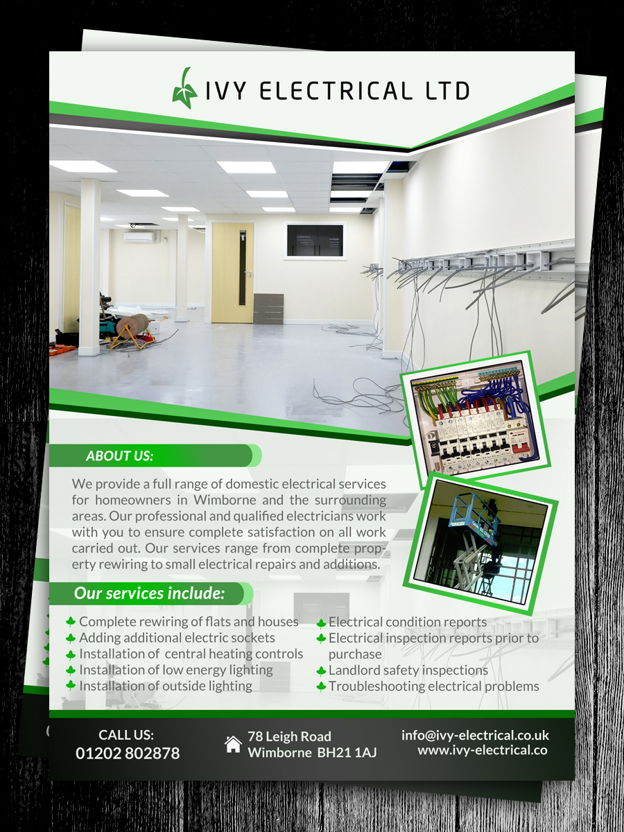 Diseño de Flyer por creative.bugs para Ivy Electrical | Diseño #11159885