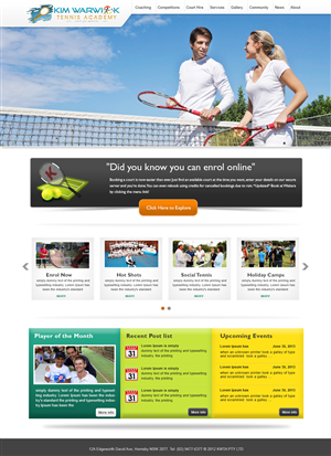 Kim Warwick Tennis Academy - New Website