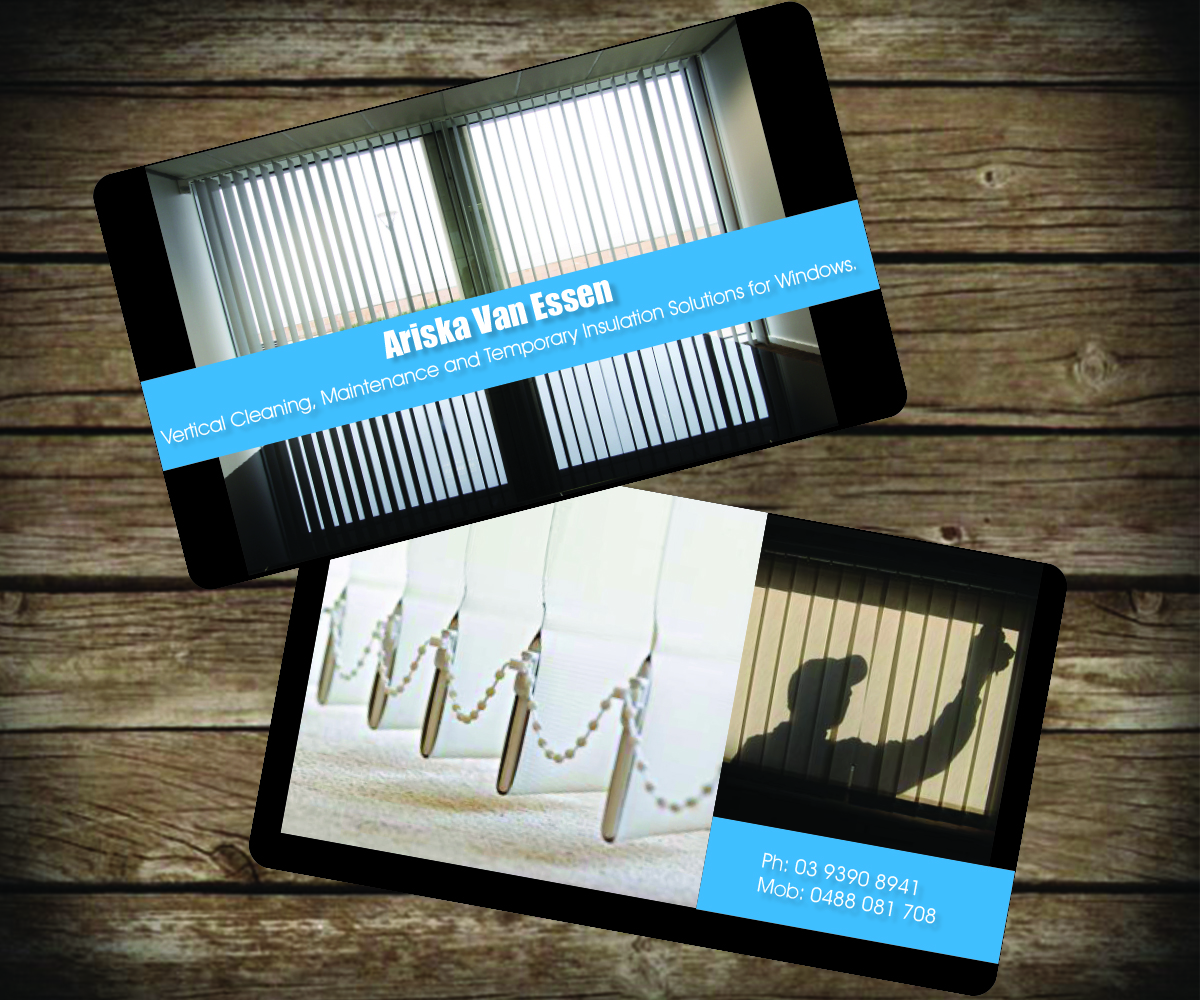 Diseño de Tarjeta de Presentación por Aaaron para Ariska Van Essen. Vertical Blind Cleaning, Repairs and Temporary Insulation Solutions for Windows. | Diseño: #2297929