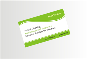 Business Card Design by Anil for Ariska Van Essen. Vertical Blind Cleaning, Repairs and Temporary Insulation Solutions for Windows. | Design #2307243