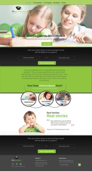 website for 'thegrowspace' which is a specialise tutoring company for children with learning difficu | Web Design by creationz2011