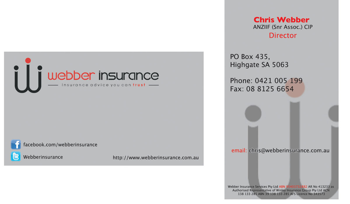 Business Card Design by jzbrub for Webber Insurance Services | Design #479186