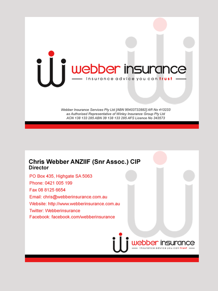 Business Card Design by Eyeshield21 for Webber Insurance Services | Design #483834